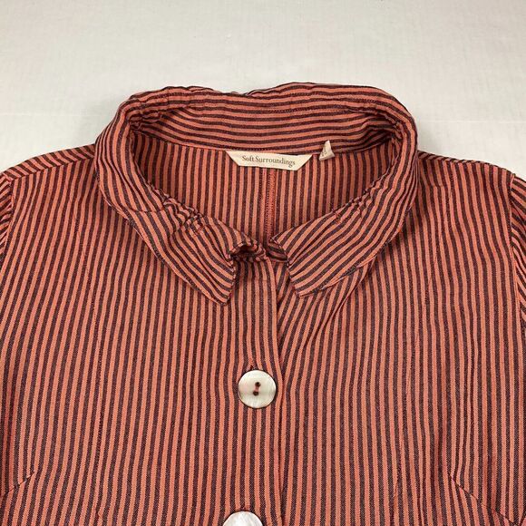 Soft Surroundings Lagenlook Tunic Shirt Striped Long Sleeve Loose Fit Top PS - Picture 3 of 12